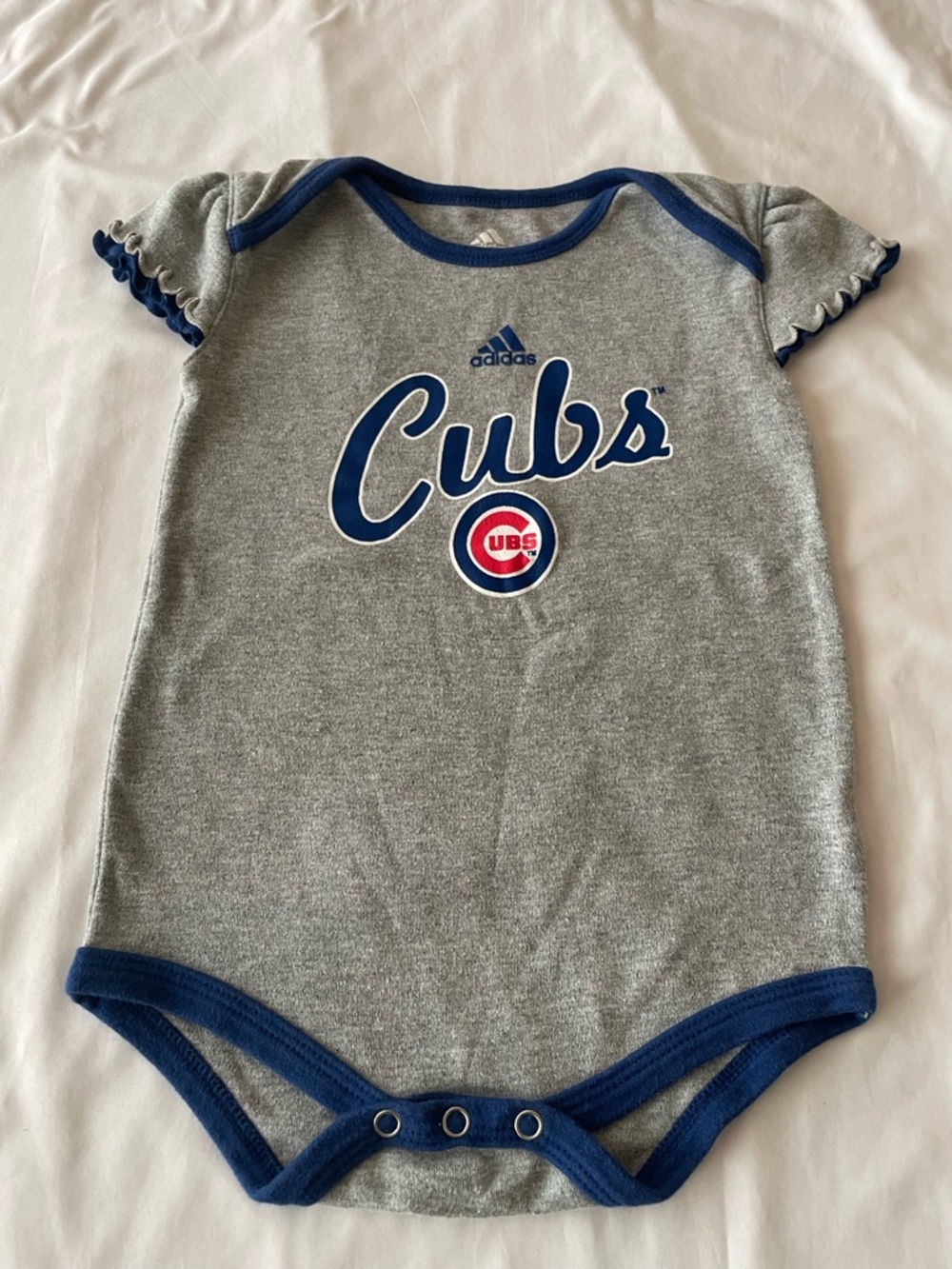 Adidas Gray & Blue Cubs Baby Onesie, Sz 24 Mos
